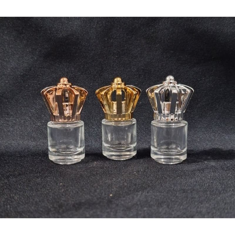 Kit 10/30 Mini Frasco Vidro 5ml Com Tampa Coroa R13/410 Metalizada, Porta Óleo, Perfume, Essência