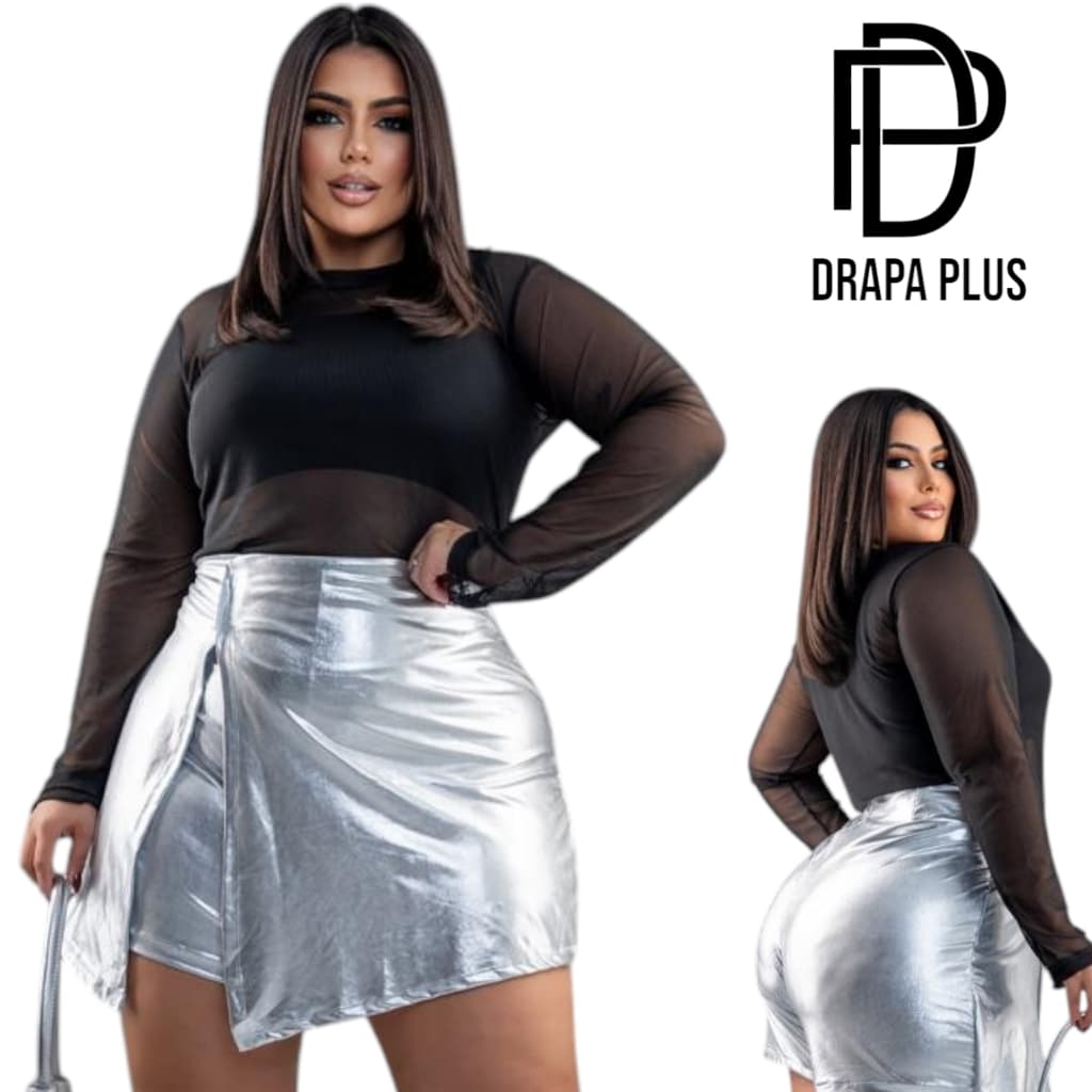 DRAPA PLUS - Blusa de Tule Plus Size Com elastano Transparente
