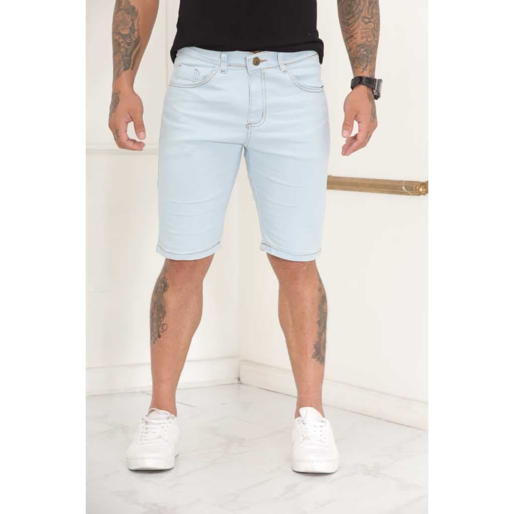 Bermuda Masculina Jeans Slim Com Lycra Confortavel Elegante
