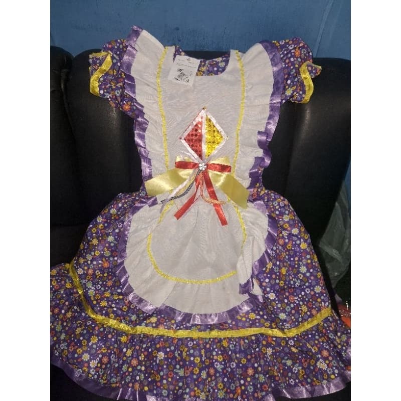 Vestido Para Festa Junina Infantil Tm 8 Para Crianças De 07 a 08 anos
