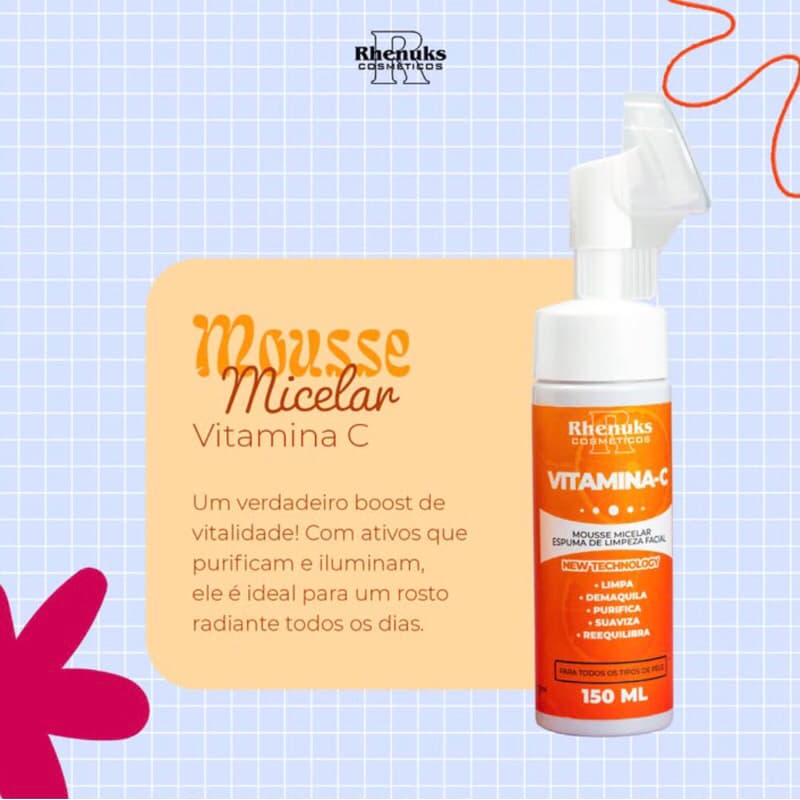 Mousse Micelar Vitamina C Espuma De Limpeza Facial 150ml