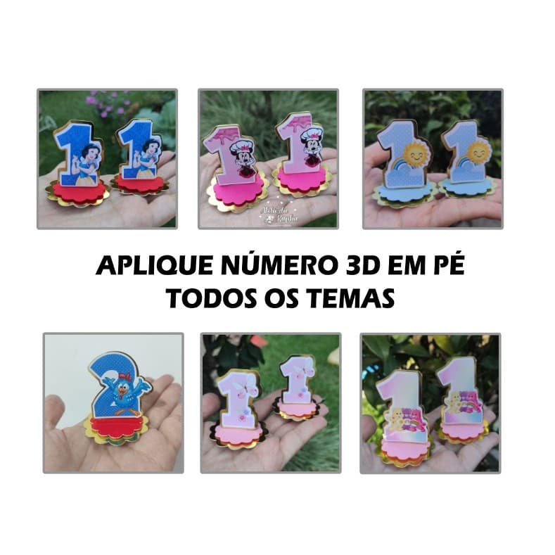 10 Apliques 3D  (Camadas) em Pé - Aplique Personalizado Todos os Temas