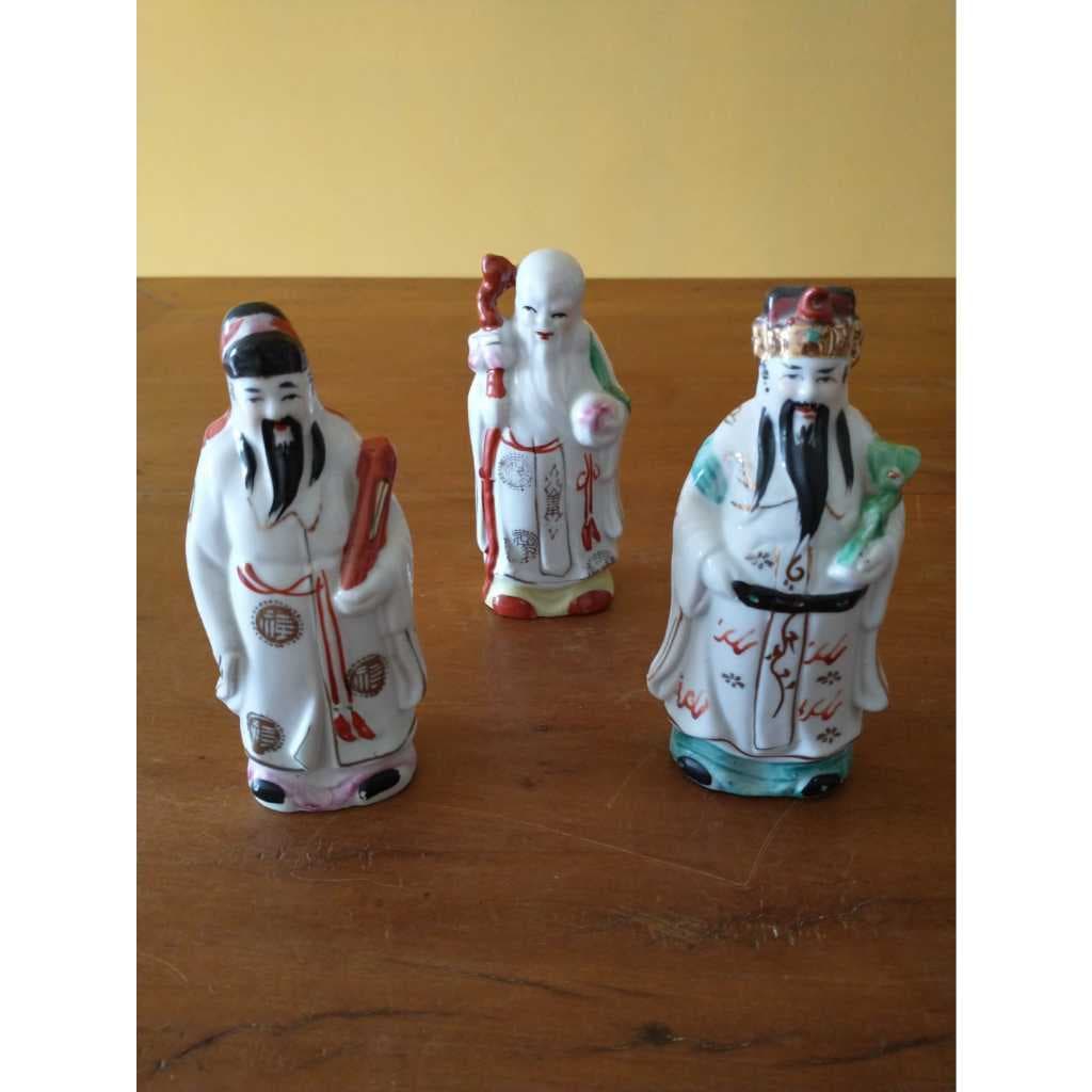 CHINA, Trio de Deuses San Xing, porcelana, Déc.80,ITEM DE COLEÇÃO, USADOS, LER ANUNCIO ABAIXO, Excelente estado, Acervo