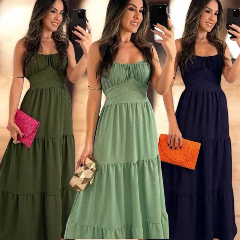 Vestido longo de alcinha duna elegante