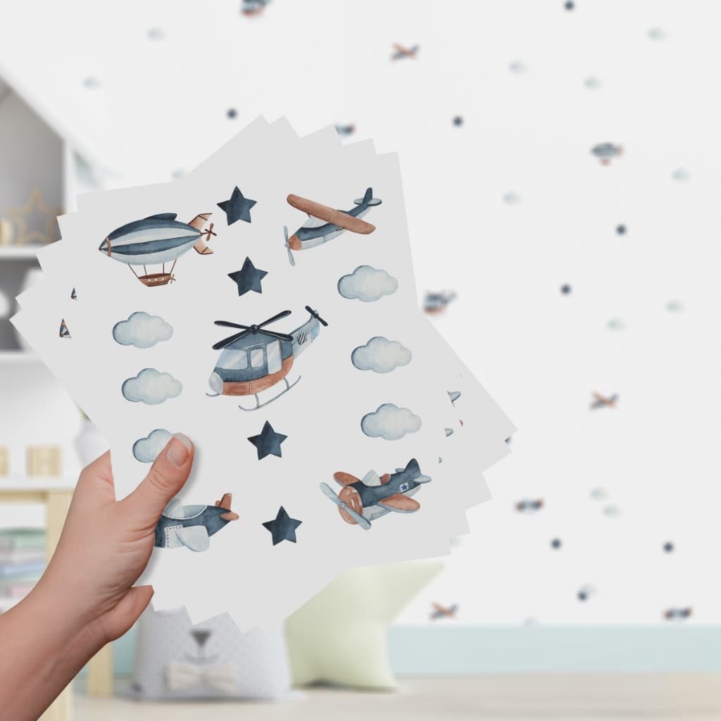 Adesivo De Parede Decorativo Infantil Avião Quarto Menino Aviãozinho