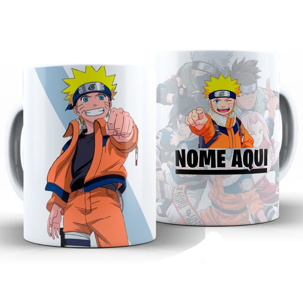 Caneca Naruto C/ Nome Divertida + Caixa - Xícara 325ML Cerâmica