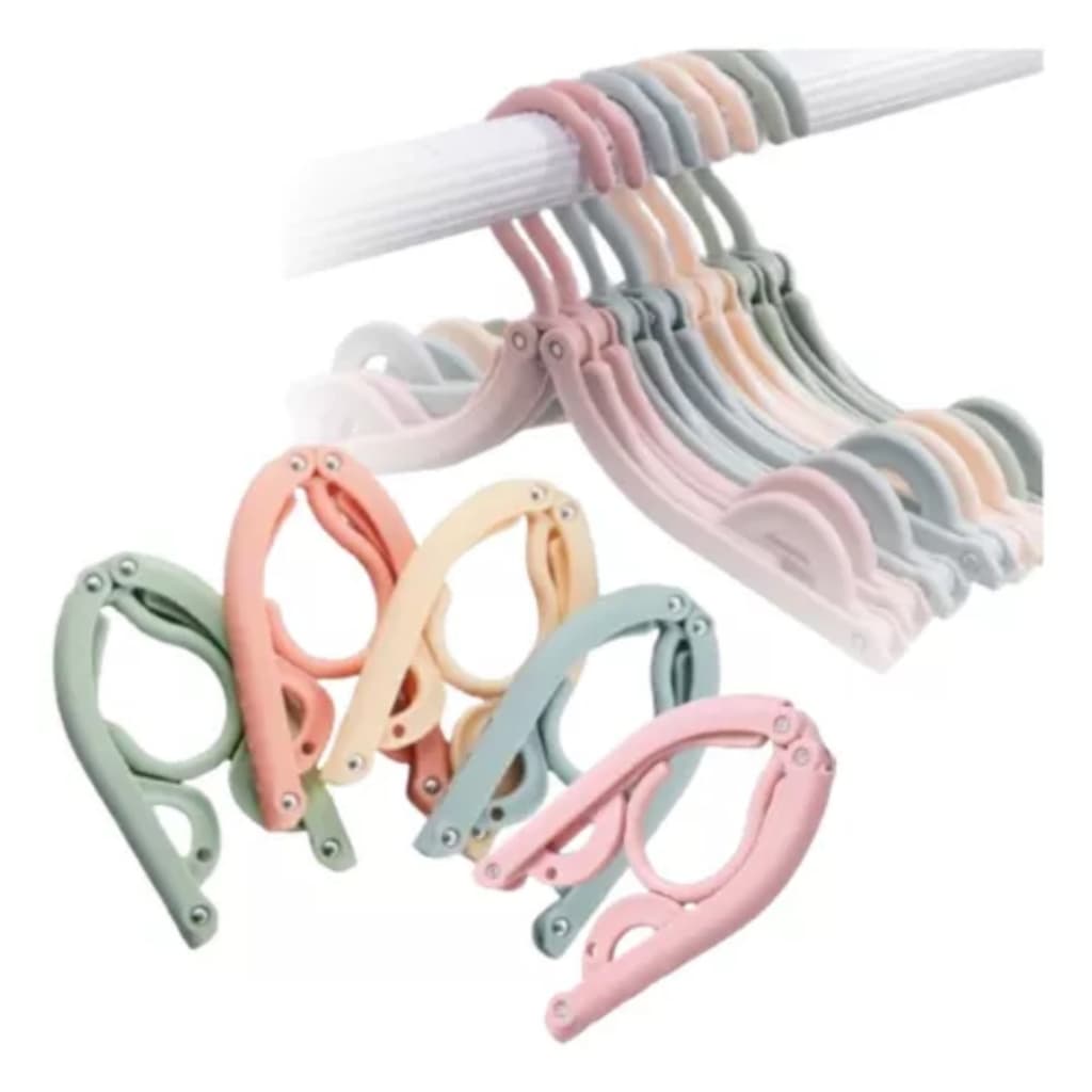 Kit com  Cabides dobráveis retráteis para viagens e organização de guarda roupas