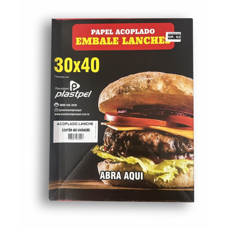 Papel acoplado para lanches e frios 30x38