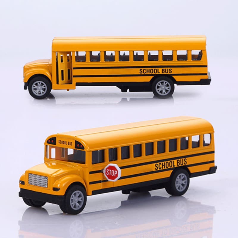 Miniatura Ônibus Escolar de Metal Abre Porta Ferro