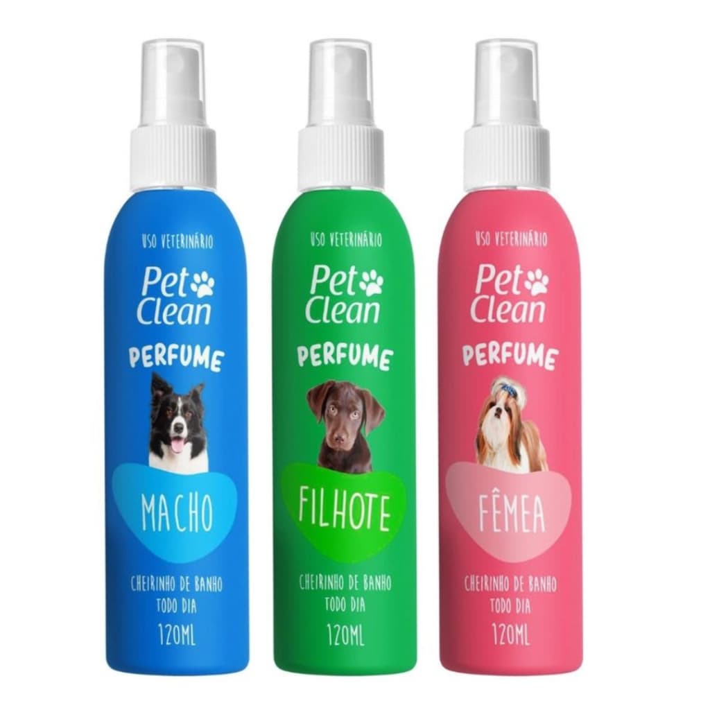 Pet Clean Perfume Filhotes 120ml Cães Gatos Banho Tosa Pet Macho Femea Filhote