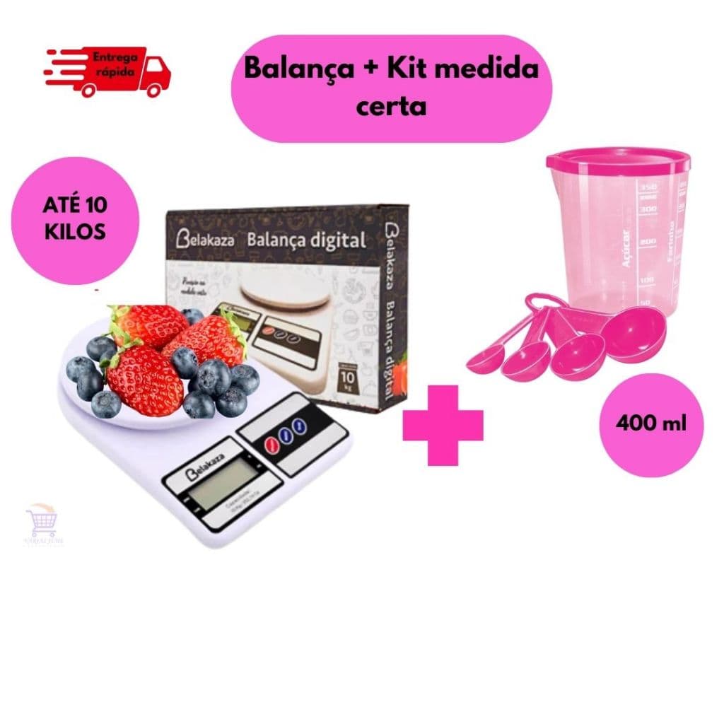 Balança Digital + Kit Medida Certa Para Suas Receitas Ajudar Na Dieta Facilita Seu Dia Qualidade