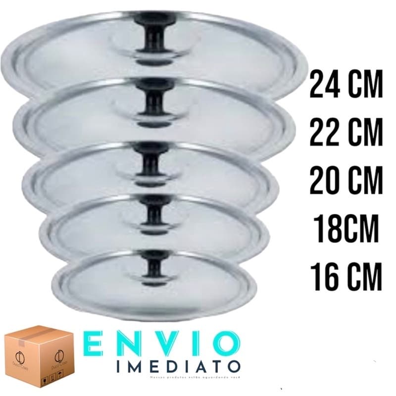 Jogo de 3 e 5 Tampas Para Panelas De Alumínio Universal padrão N° 16/18/20/22/24, 26,28 e 30 na oferta🥇