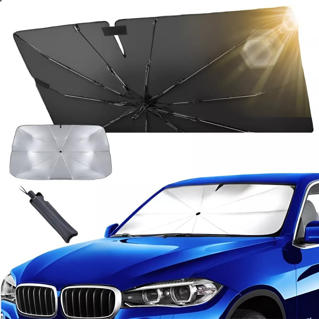 Quebra Sol Para Brisa Carro Protetor Solar Guarda Chuva Dobrável Retrátil Proteção UV 50+ Automotivo