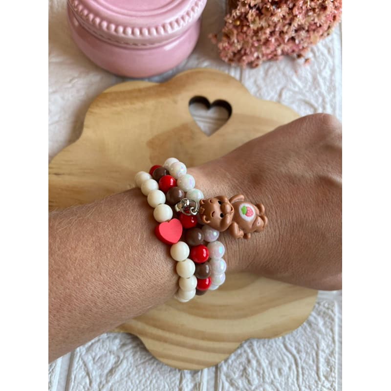 Kit pulseiras infantil ursinhos carinhosos