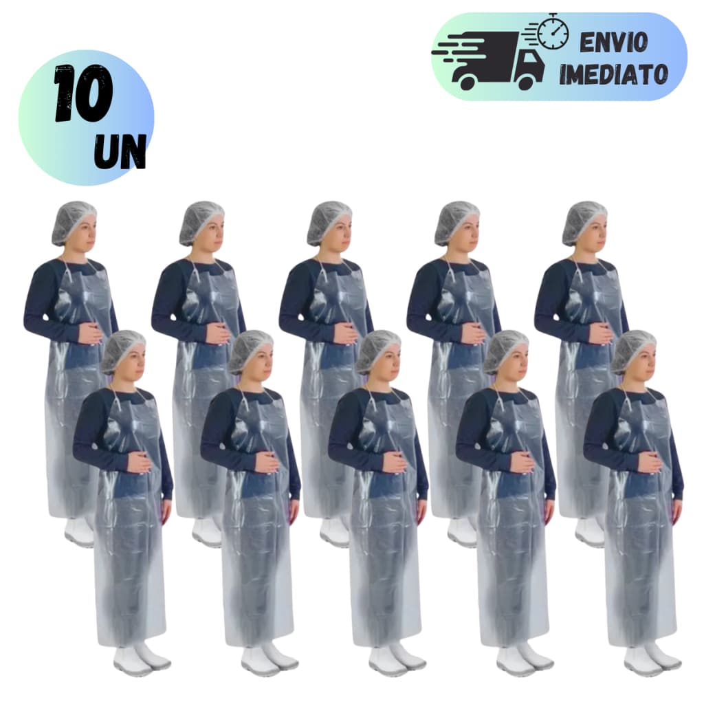 KIT 5 OU 10 AVENTAL TRANSPARENTE DE VINIL 1,20 x 70cm IMPERMEÁVEL COZINHA LIMPEZA AÇOUGUEIRO USO GERAL CA