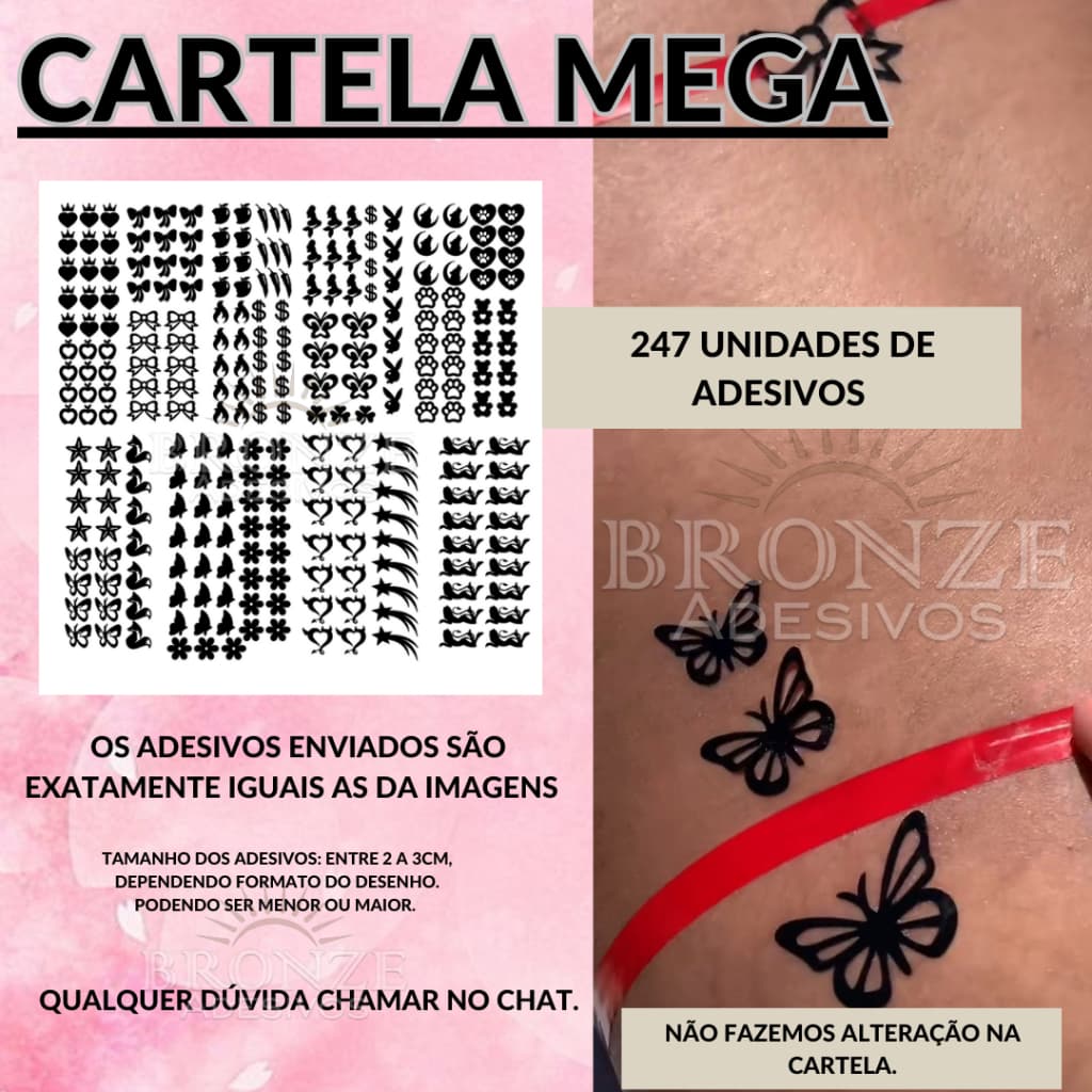 Mega cartela de tatuagem solar para bronzeamento natural. Bronzeamento natural