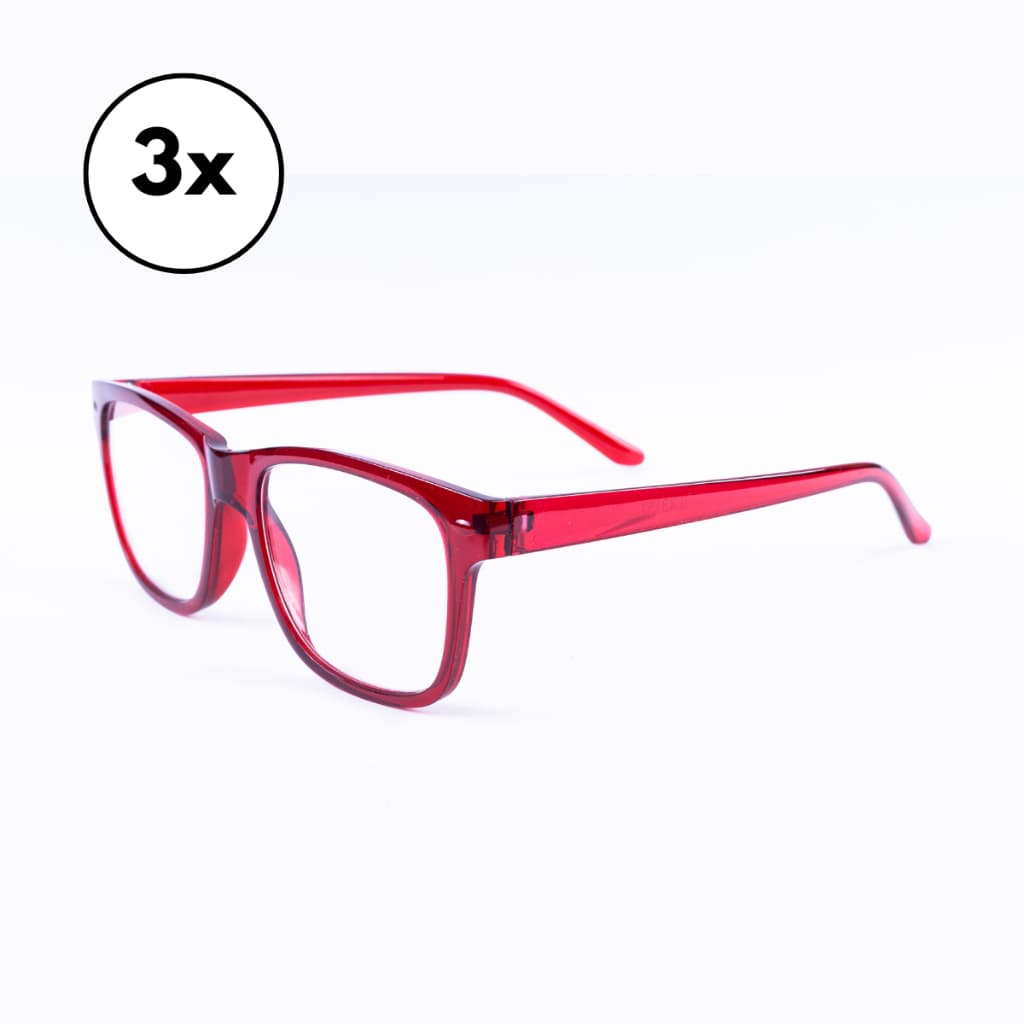Kit com 3 Óculos de Grau para Leitura, Trabalho e Descanso – Cor Vermelho, Unissex e Confortável
