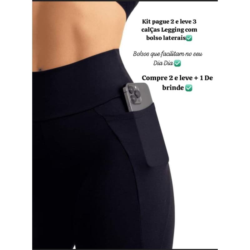 Kit 2 calças Legging c/ bolso lateral promoção