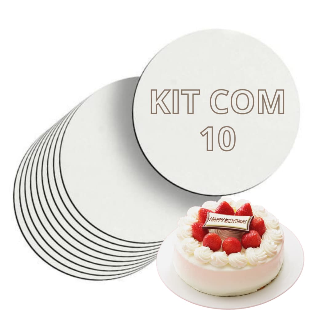 10 Cake Board 22cm Base Para Bolo de MDF Redondo Resistente