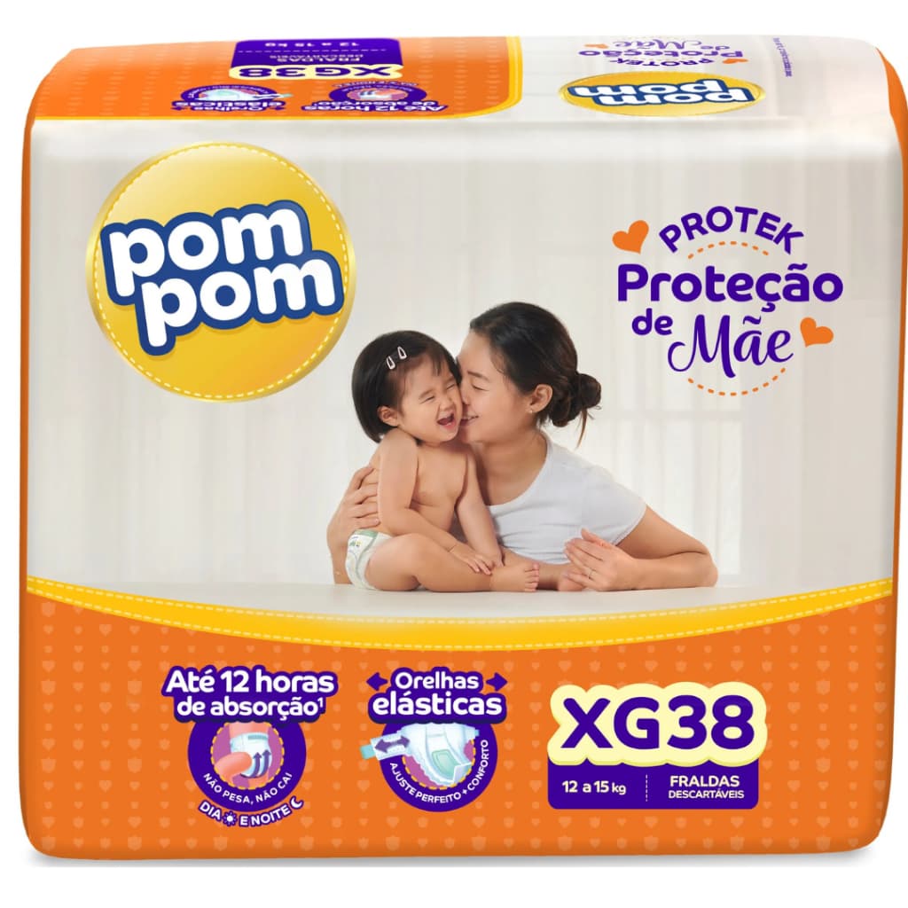 Fralda Pom Pom Derma Protek Mega – Tamanho XG (38 Unidades)