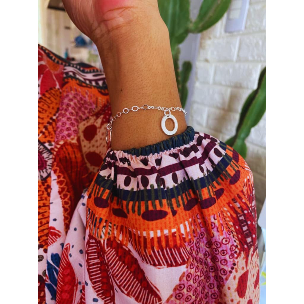 pulseira de prata N925 De pingentes de aro/circulos legitima fina delicada feminina