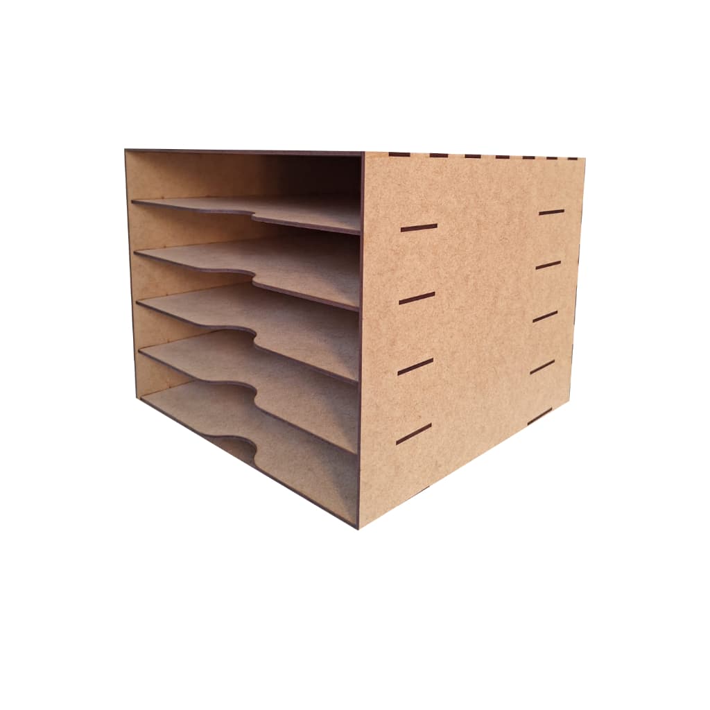 Organizador Prateleira para Folhas Scrapbook em MDF cru com 5 compartimentos
