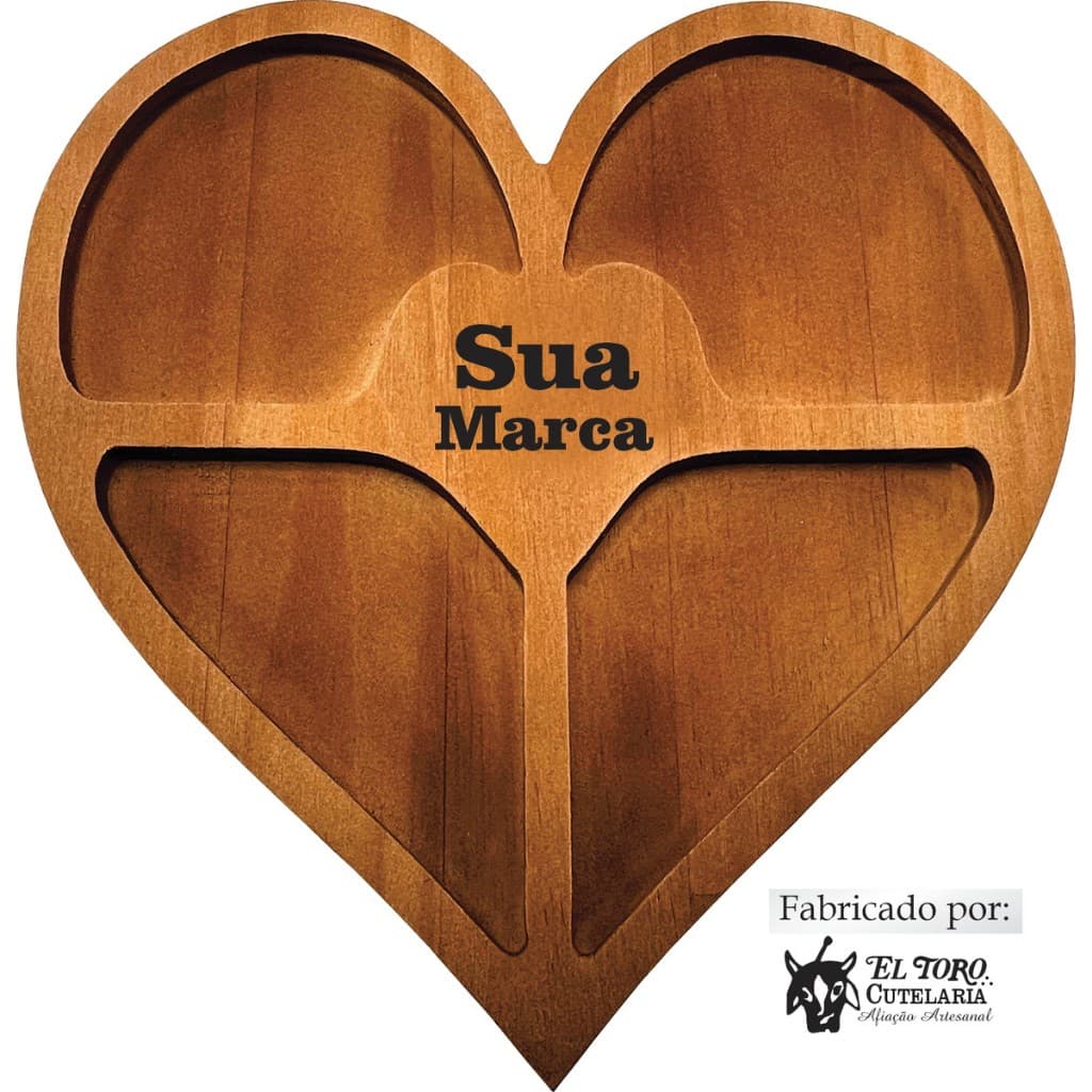 Lote com 50 Petisqueiras personalizadas (SUA MARCA) em Forma de Coração