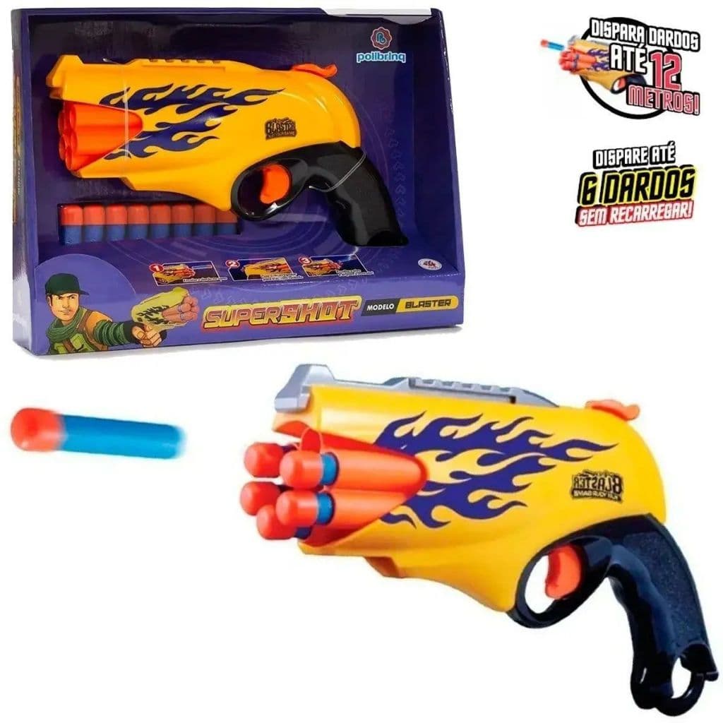 Pistola Lança Dardos Supershot Blaster Lançadora Infantil