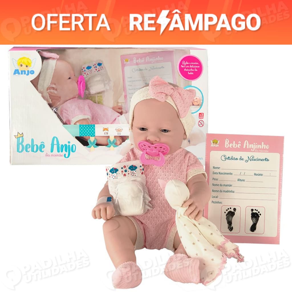 Boneca Bebê Realista com Cheirinho Anjo Naninha Com Acessórios Maternidade Reborn