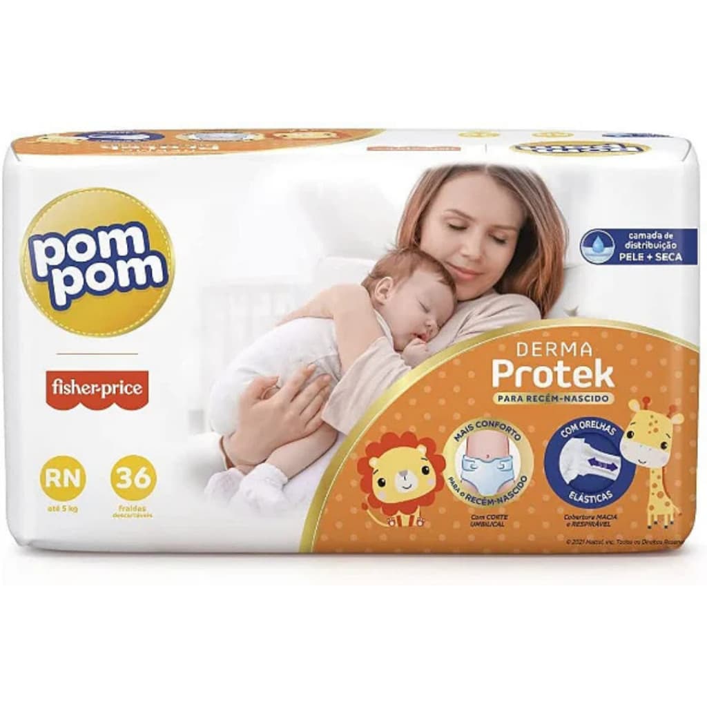 Fralda Pom Pom Derma Protek Pacote Mega - Todos os Tamanhos