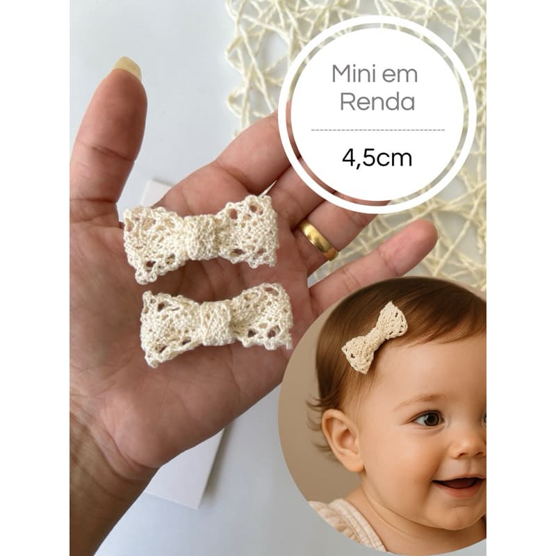 Bico de Pato Bebê Menina Renda Antideslizante Mini 4.5cm Unidade Kit 2
