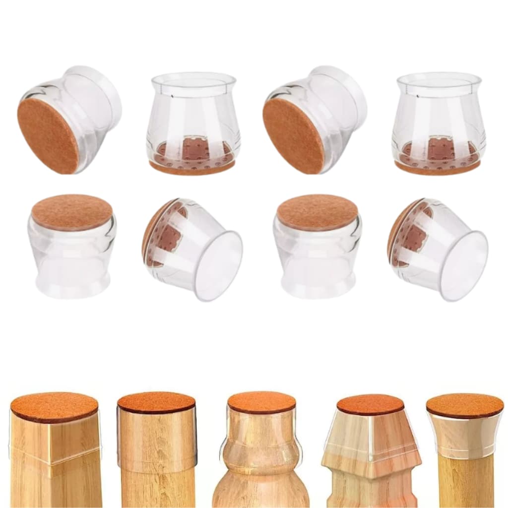 KIT PROTETOR DE PÉ DE CADEIRA COM FELTRO SILICONE FLEXIVEL MESA MOVEIS COZINHA RESISTENTE UNIVERSAL