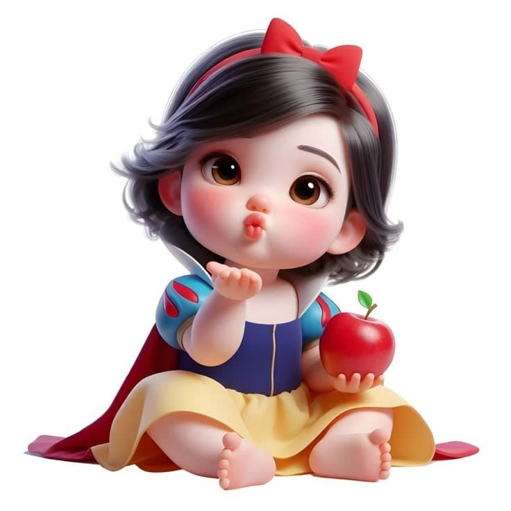 DISPLAY MDF BRANCA DE NEVE CUT COM MAÇA NA MÃO 60CM