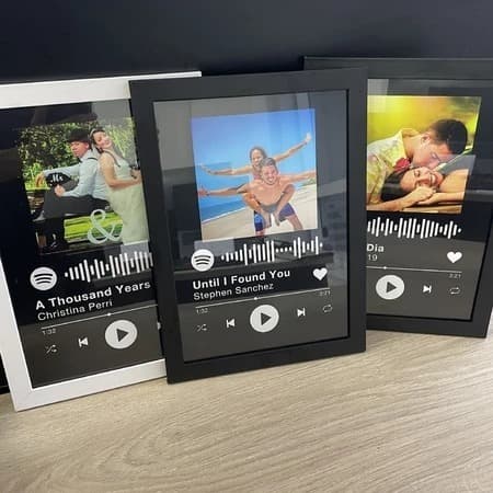 10 PORTA RETRATO COM QR CODE SPOTIFY VIDRO E MADEIRA 10X15 10 UNIDADES