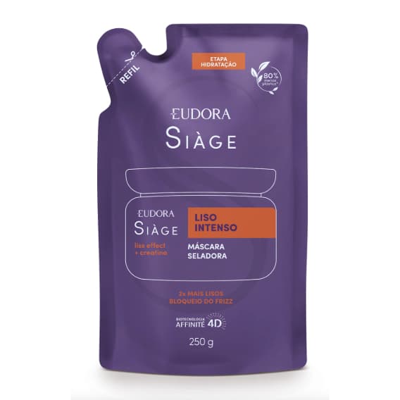 Refil Máscara Capilar Siàge Liso Intenso 250g Eudora.