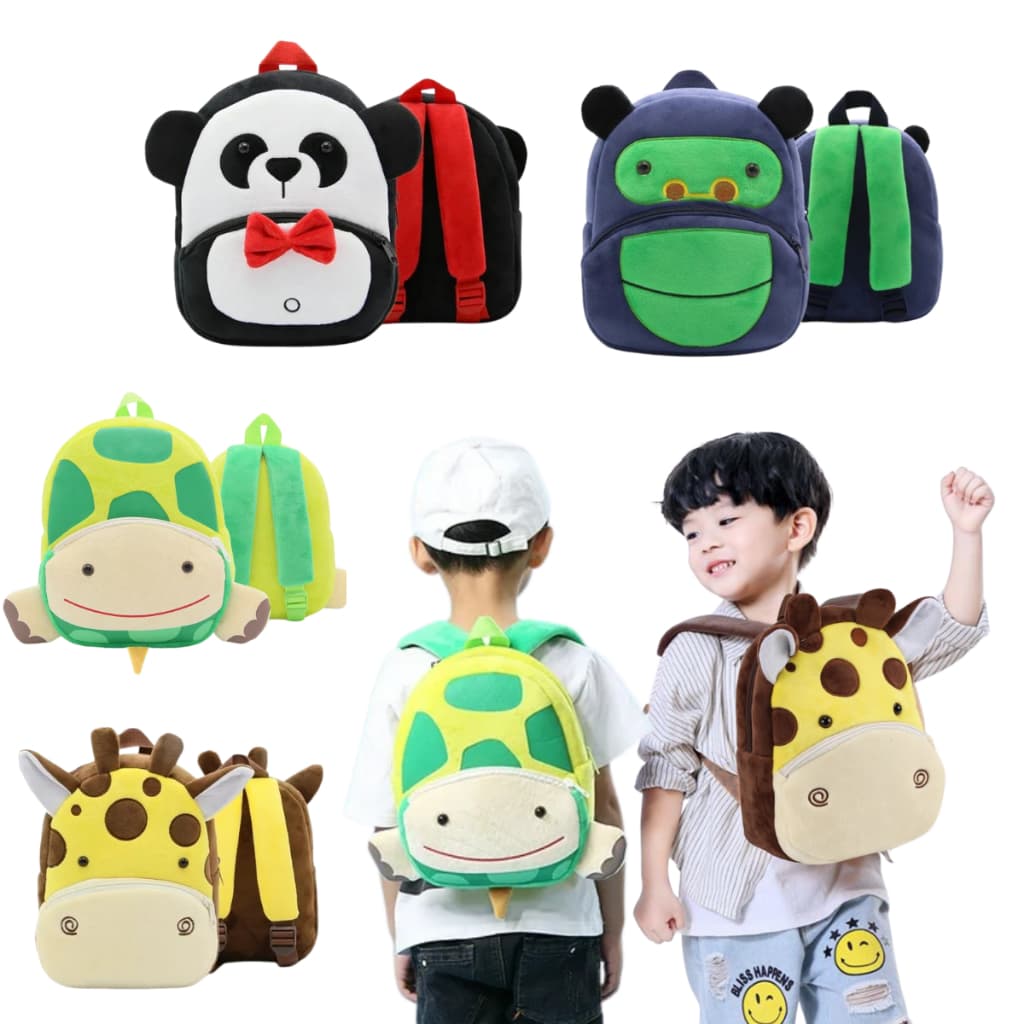 Mochila Kids Infantil Pelúcia Bichinhos Zoológico Mochila para Creche Escola Passeio Creche