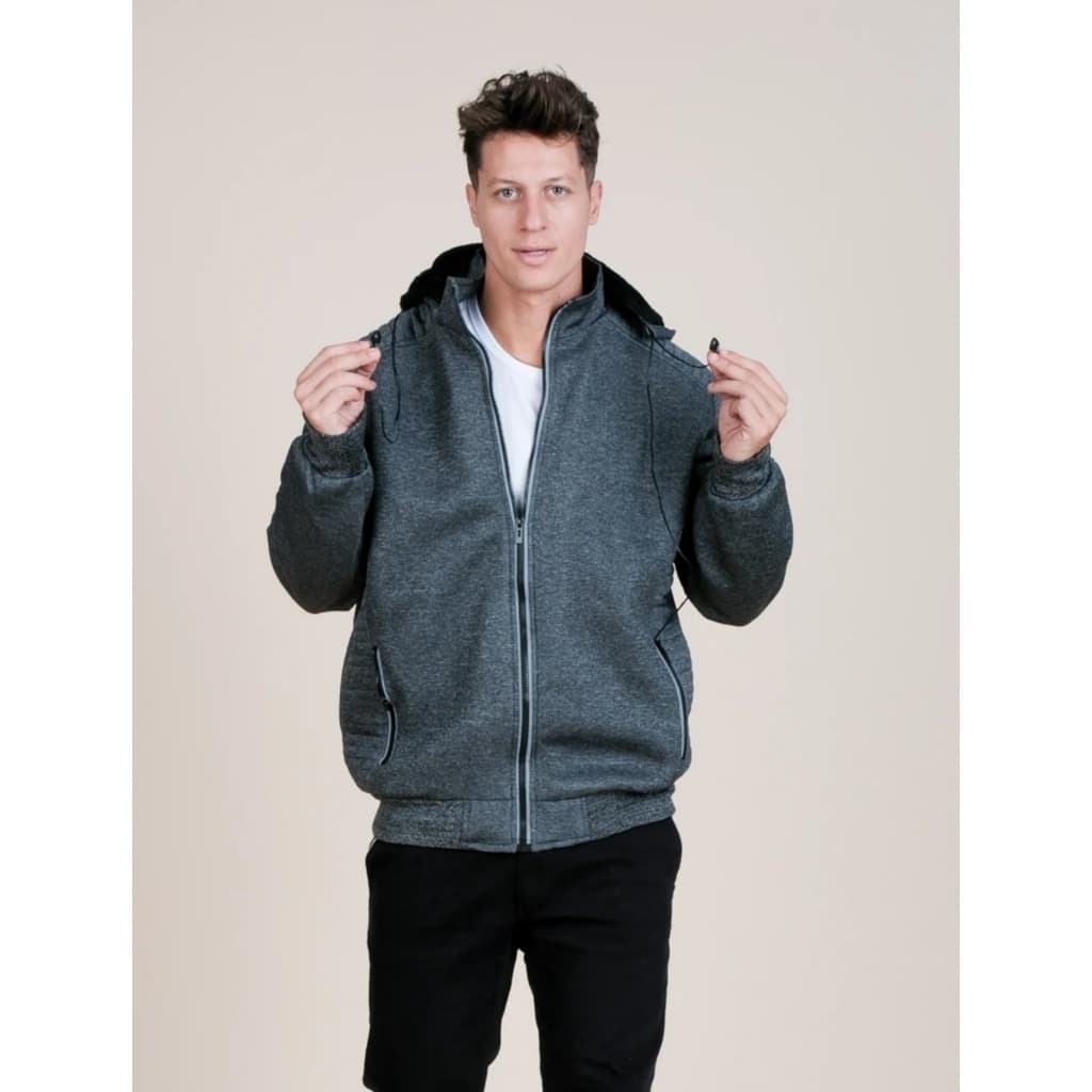 Jaqueta Blusa De Frio Moletom Forrado Com Fone de Ouvido e Capuz Removivel