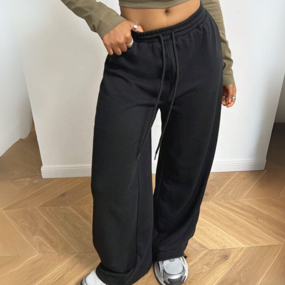 Calça Moletom Modelo Wide leg Despojada Lisa Algodão Feminina Casual Treino Forrada Hype