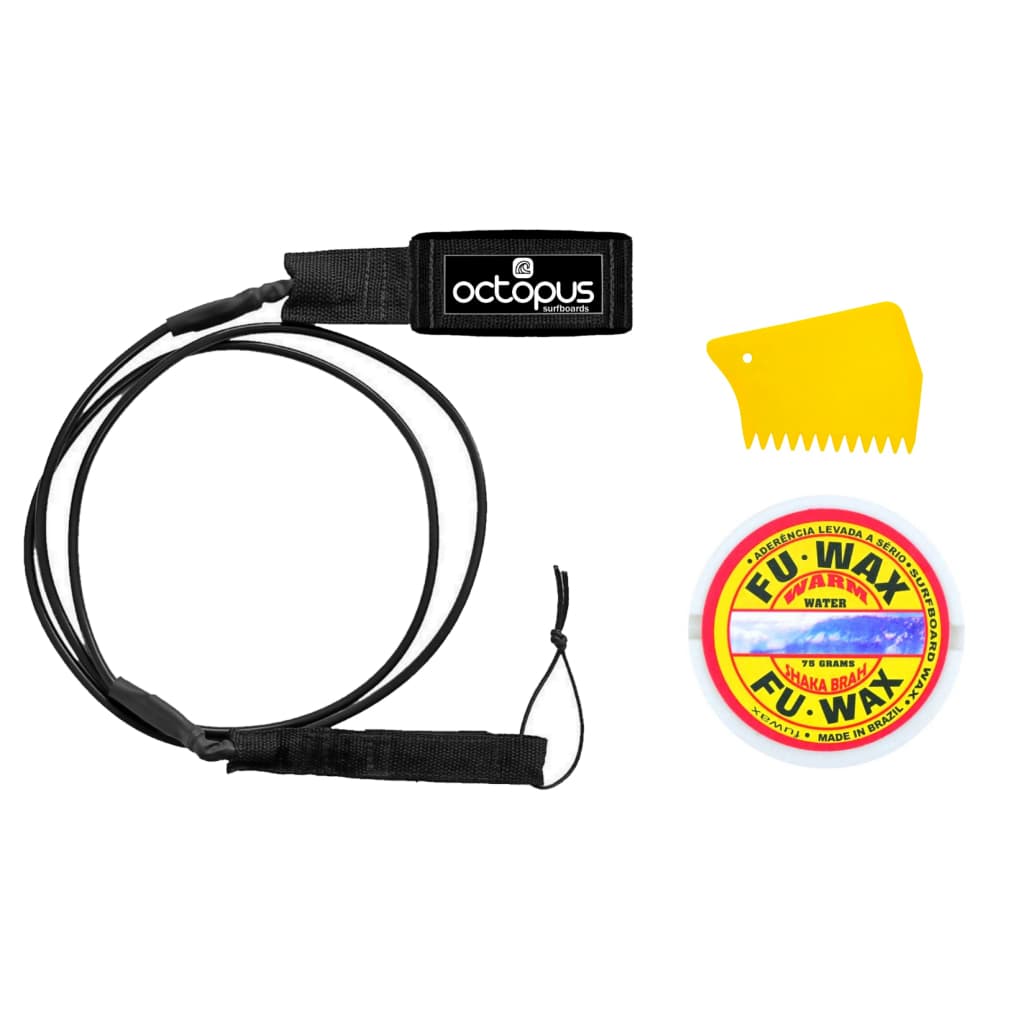 Leash Strep Prancha De Surf 6´ Competição + Parafina 80gr + Raspador de parafina
