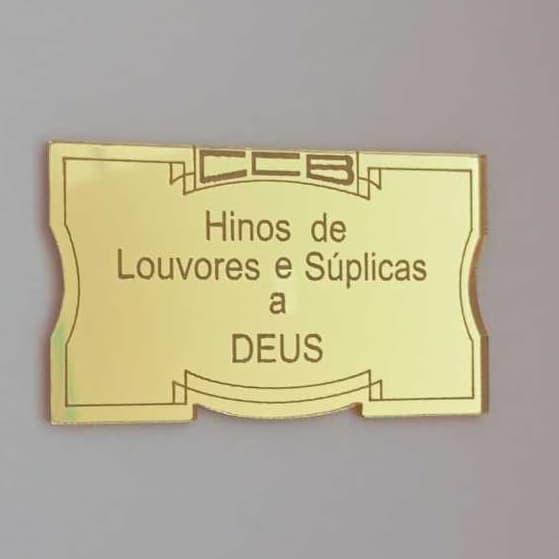 Kit 5 placas hinário, bíblia ccb em acrílico espelhado dourado ou prata (NÃO ACOMPANHA HINÁRIO)