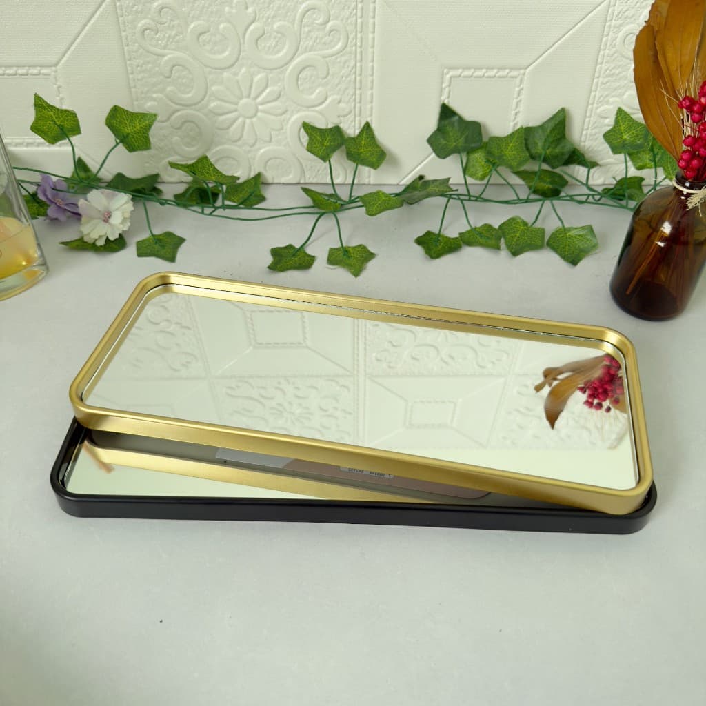 Bandeja Decorativa Espelhada Lavabo Difusor Banheiro 30 cm Aparador Organizador de Objetos Sala