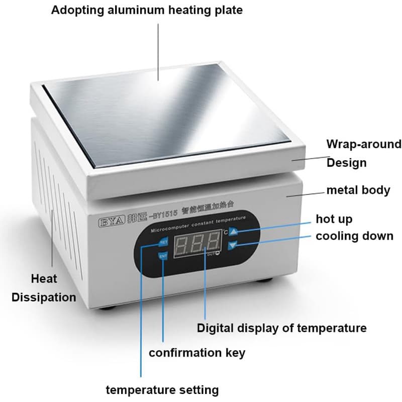 Estação de aquecimento de de alumínio Plataforma de pré-aquecimento de mesa de quente eletrônica 0-400 ℃
