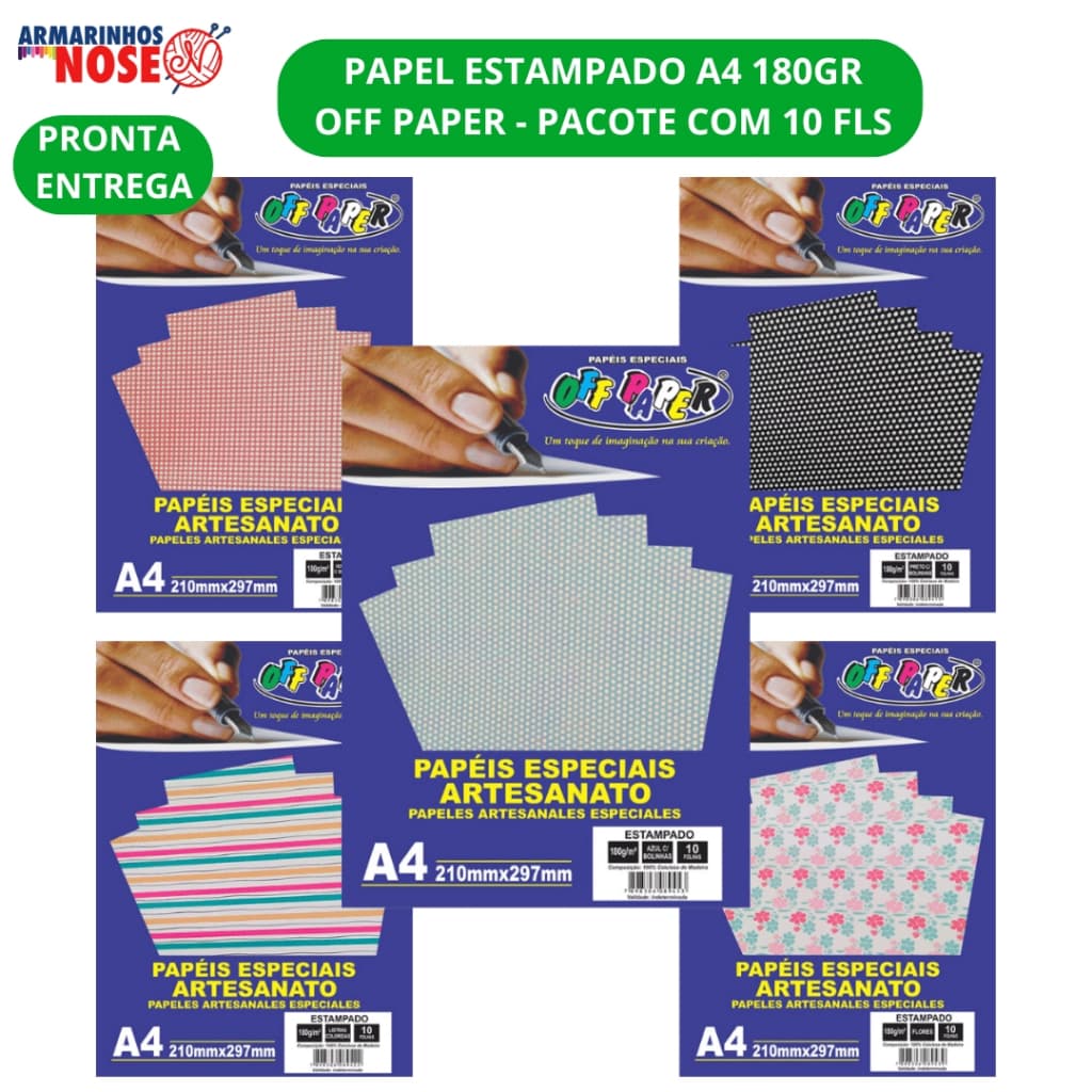 Papel Estampado A4 180gr 10 Folhas Off Paper