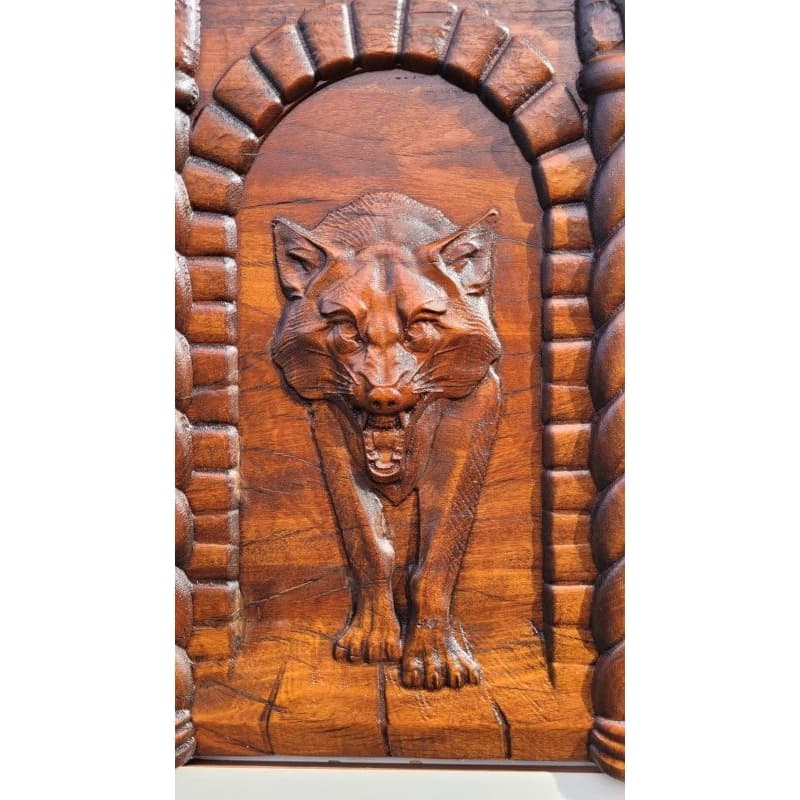 Quadro Decorativo Lobo Em Madeira 27x39