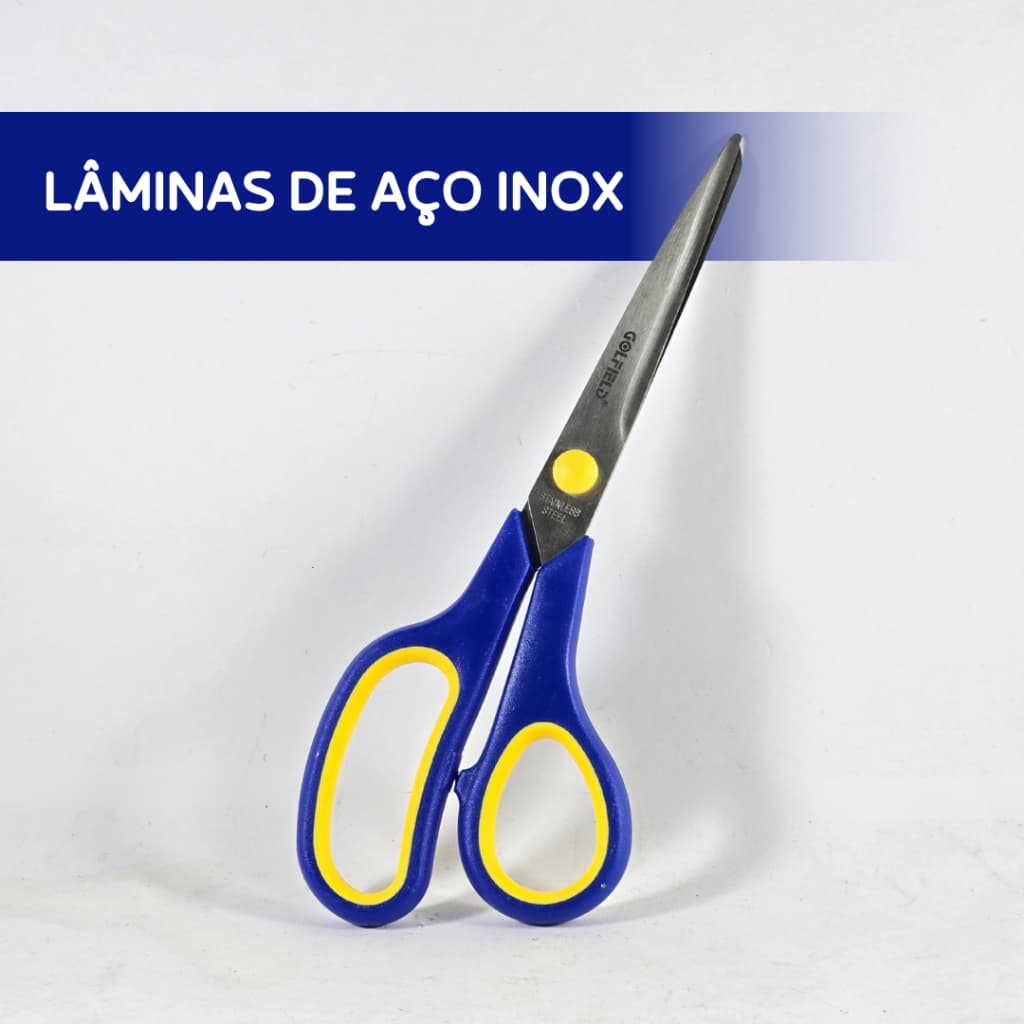 Tesoura Inox Ponta Fina Multiuso Cozinha, Tecido, Escritório 25cm Corte Aço Inoxidavel - Golfield