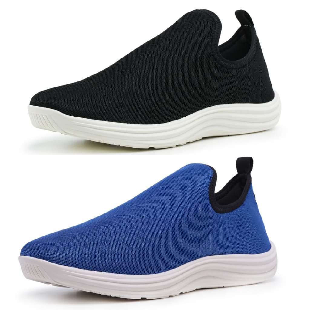 Kit 2 Pares de Tênis Meia Feminino Sem Cadarço Azul e Preto Confortável Promoção