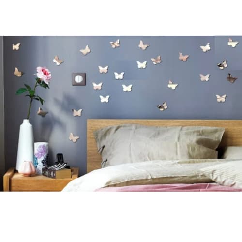Kit 15 Borboletas Acrílico Espelhado Infantil Quarto Parede Decoração Elegante Moderno Delicado