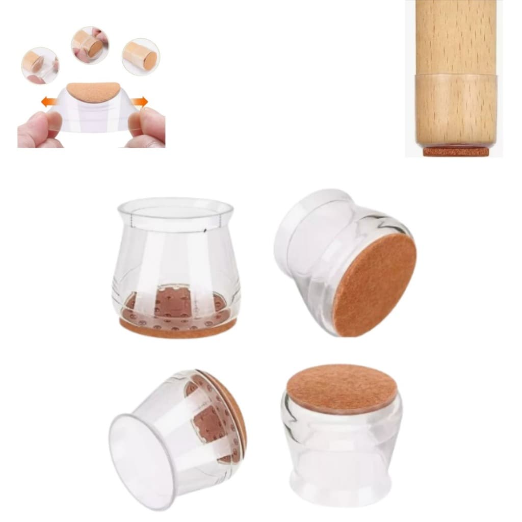 KIT PROTETOR DE SILICONE COM FELTRO FLEXIVEL PEZINHO PARA CADEIRA MESA E MOVEIS COZINHA UNIVERSAL