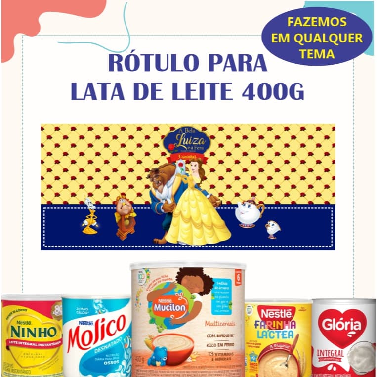 RÓTULO OU ADESIVO PARA LATA DE LEITE 400G