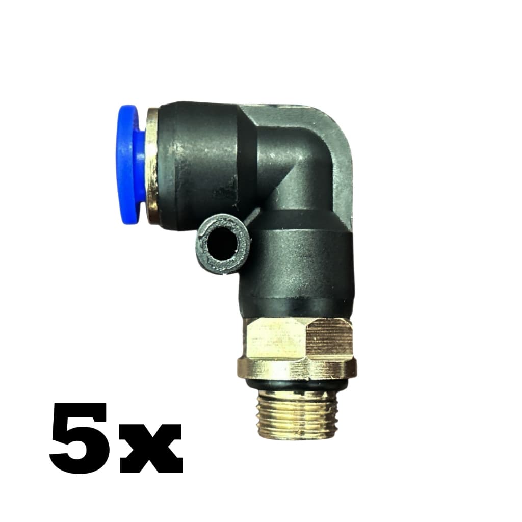 5x Conexão Pneumática Cotovelo Rosca 1/4 Bsp Tubo 6mm